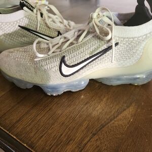 Nike Women’s VaporMax Flyknit Sneakers - Cream with Black Swoosh